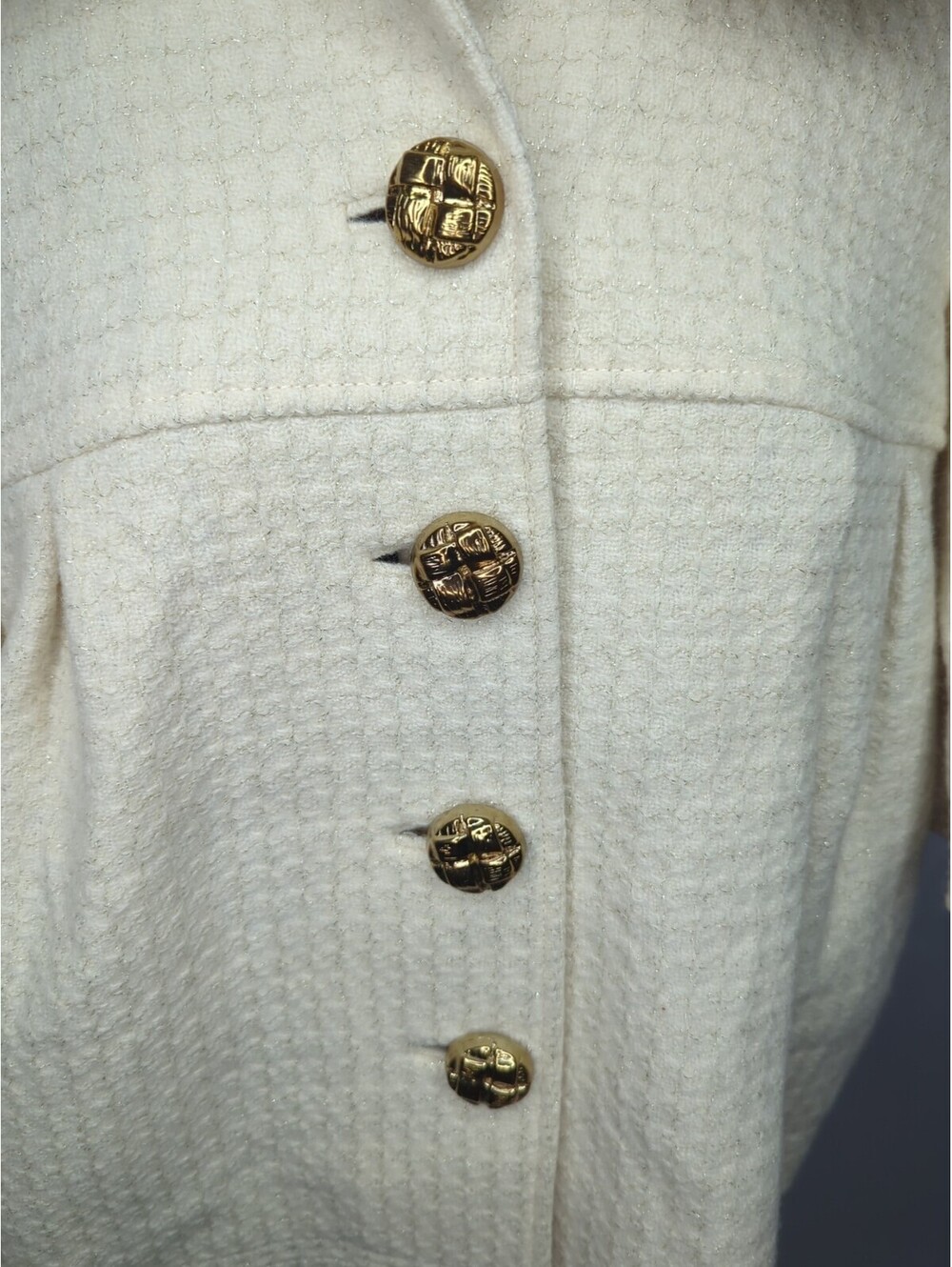 Juicy Couture Wool Coat Formal Jacket Fur Collar Cropped Sleeve White Car Small - Picture 7 of 9